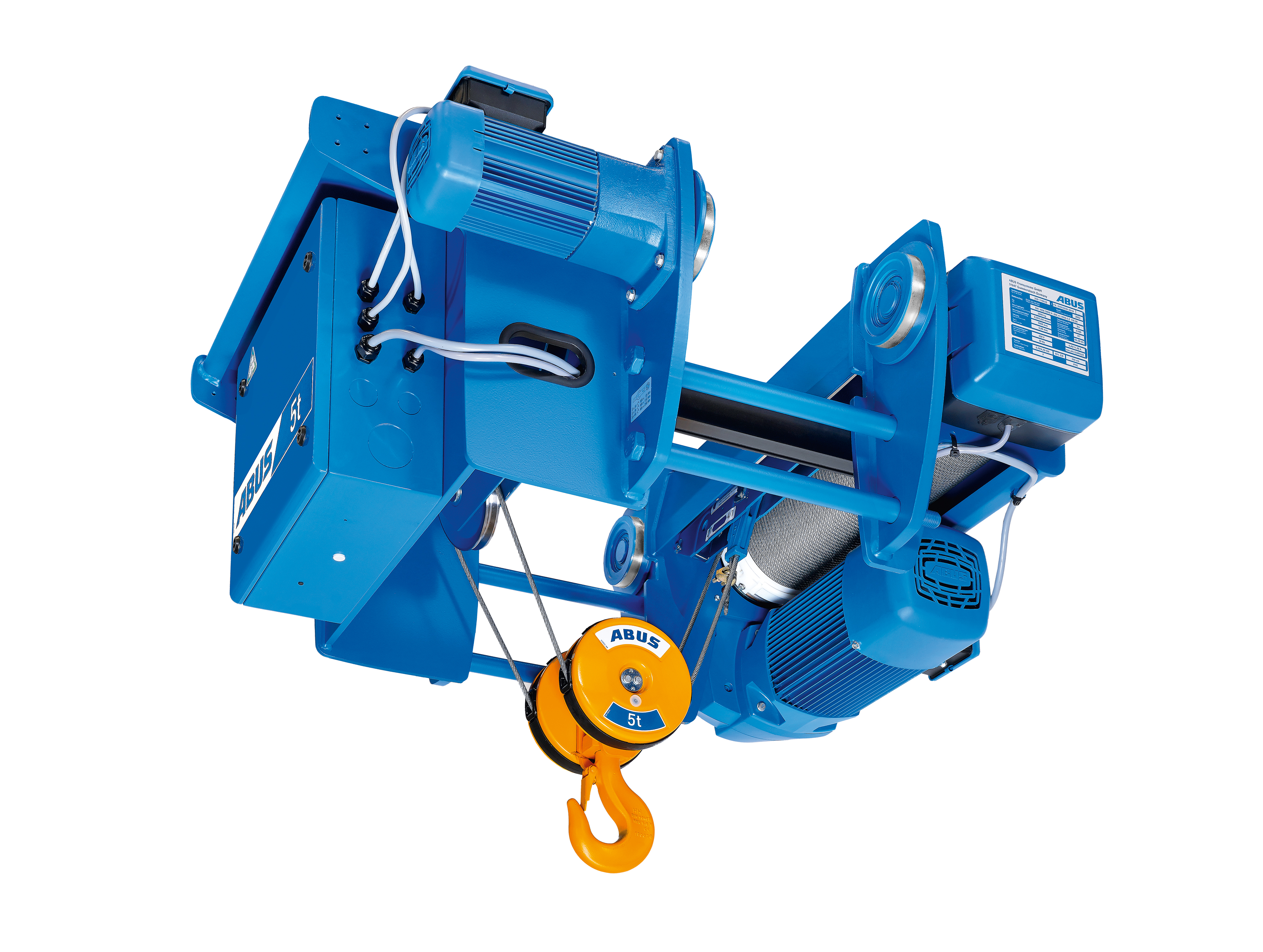 Heavy duty wire rope hoist in industrial setting